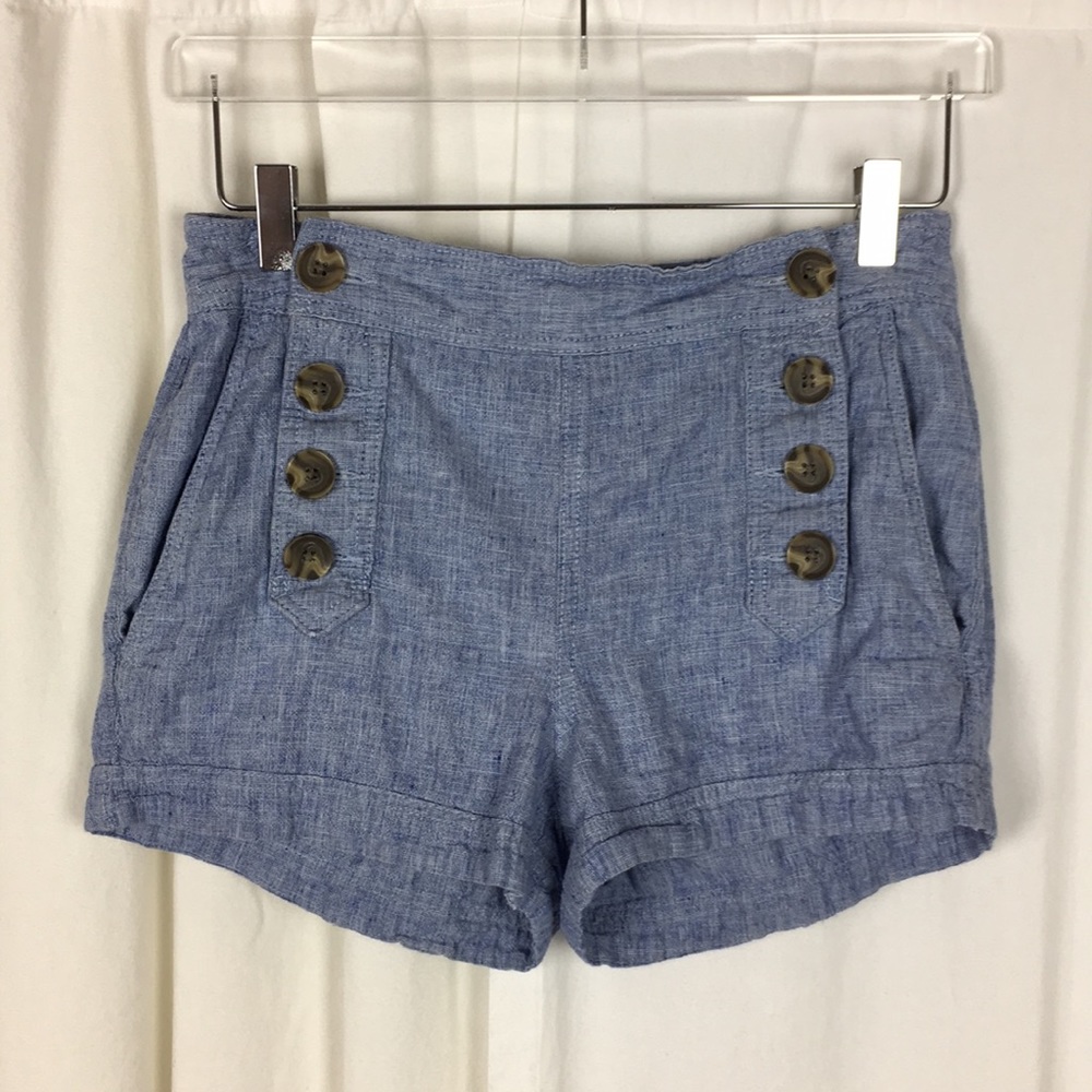 Express Sailor Linen Button Front Shorts